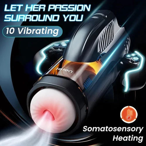 Sensatease-Deluxe 10-Mode Heating MaleMasturbator with USB-CCharging