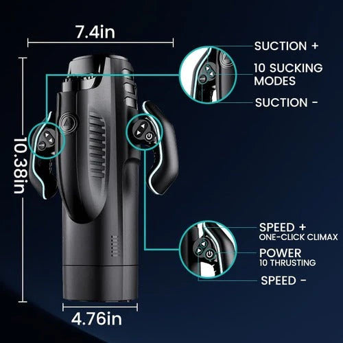 Sensatease-Deluxe 10-Mode Heating MaleMasturbator with USB-CCharging