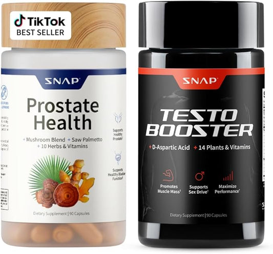 Snap Supplements Prostate Health Support Supplement Bundle with Nitric Oxide Booster – 90 Capsules & 90 Capsules